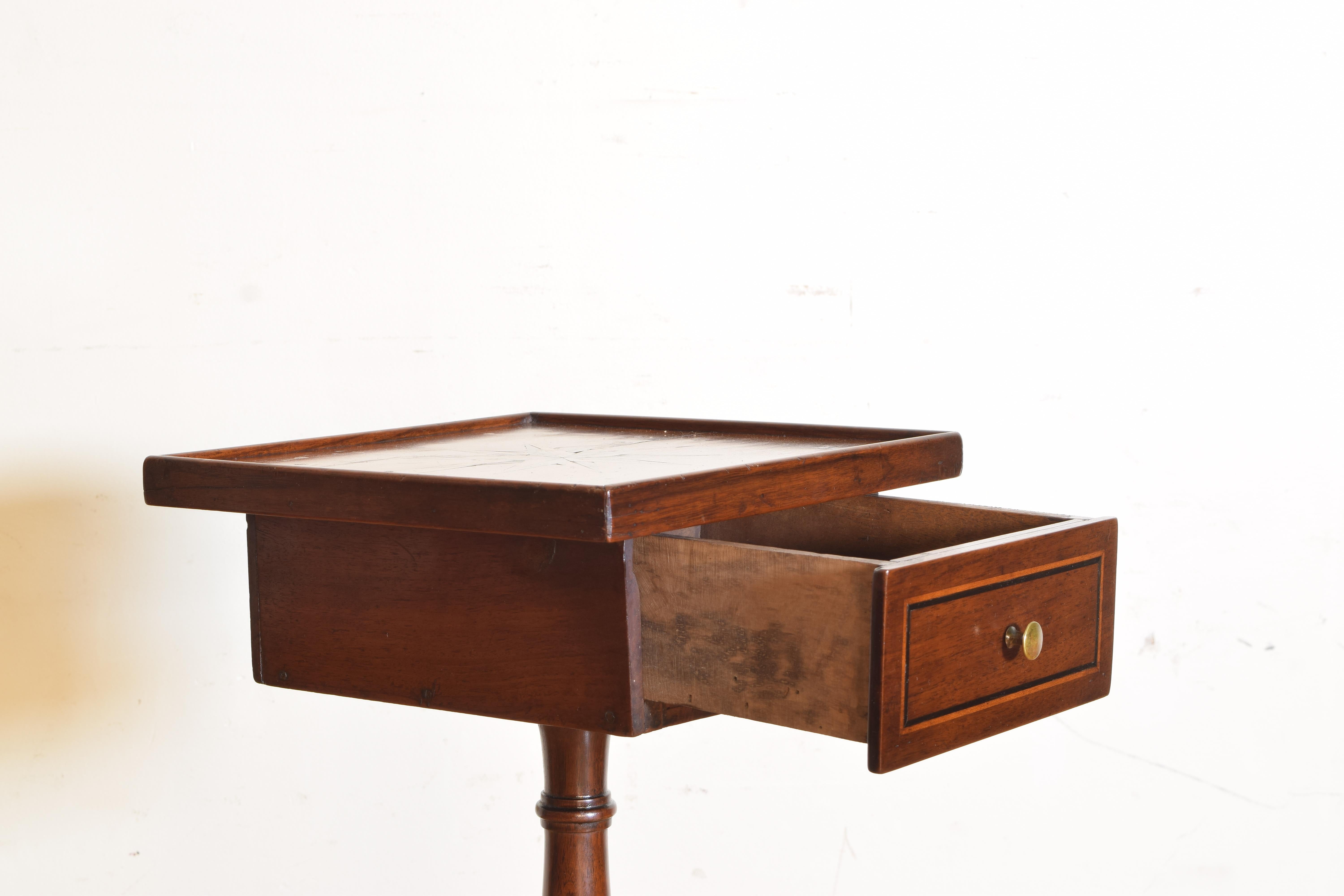 French Louis Philippe Period Walnut and Inlaid 1-Drawer Pedestal Table 3