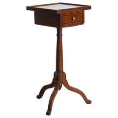 French Louis Philippe Period Walnut and Inlaid 1-Drawer Pedestal Table