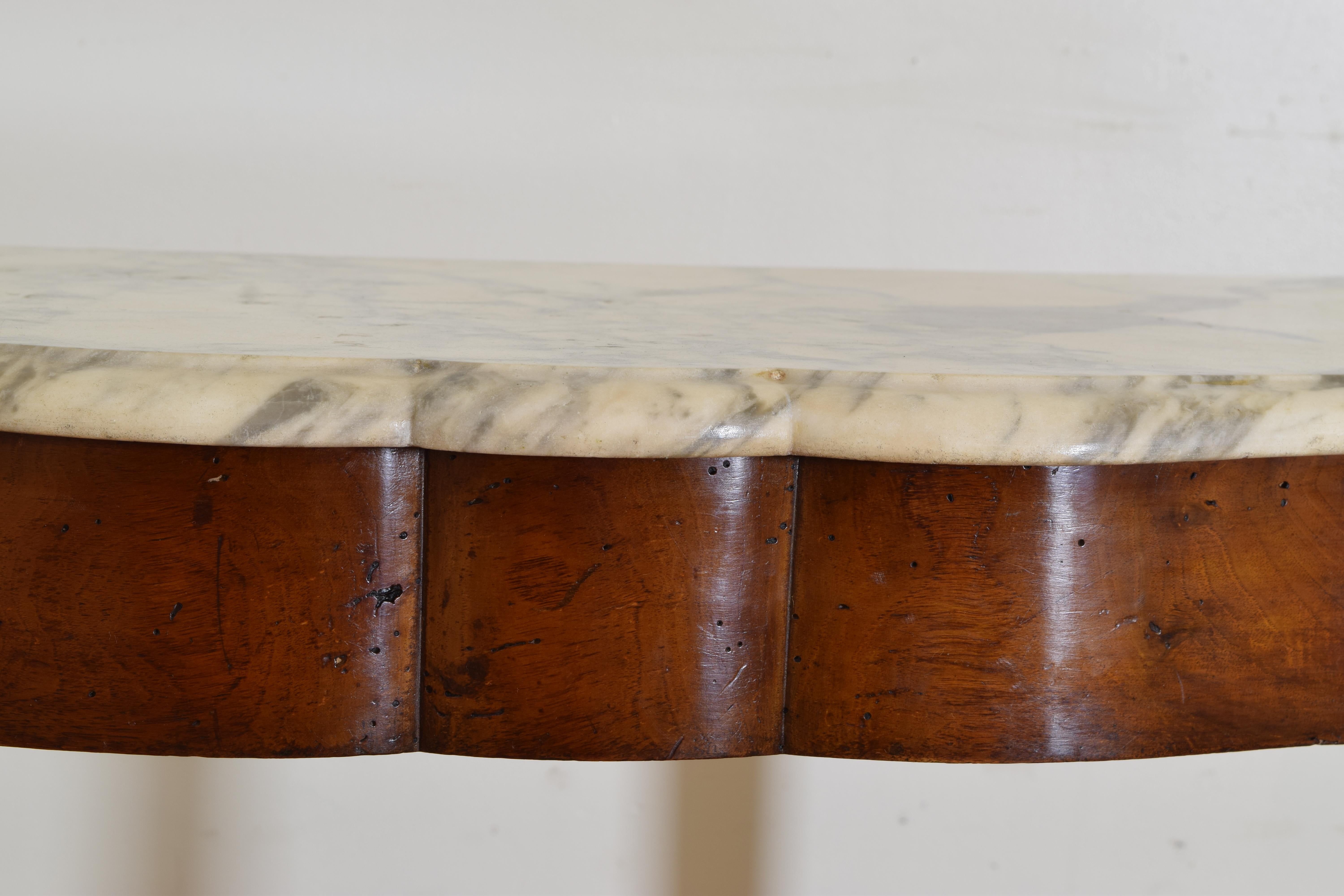 French Louis Philippe Period Walnut & Marble-Top Console Table, ca. 1835 For Sale 2