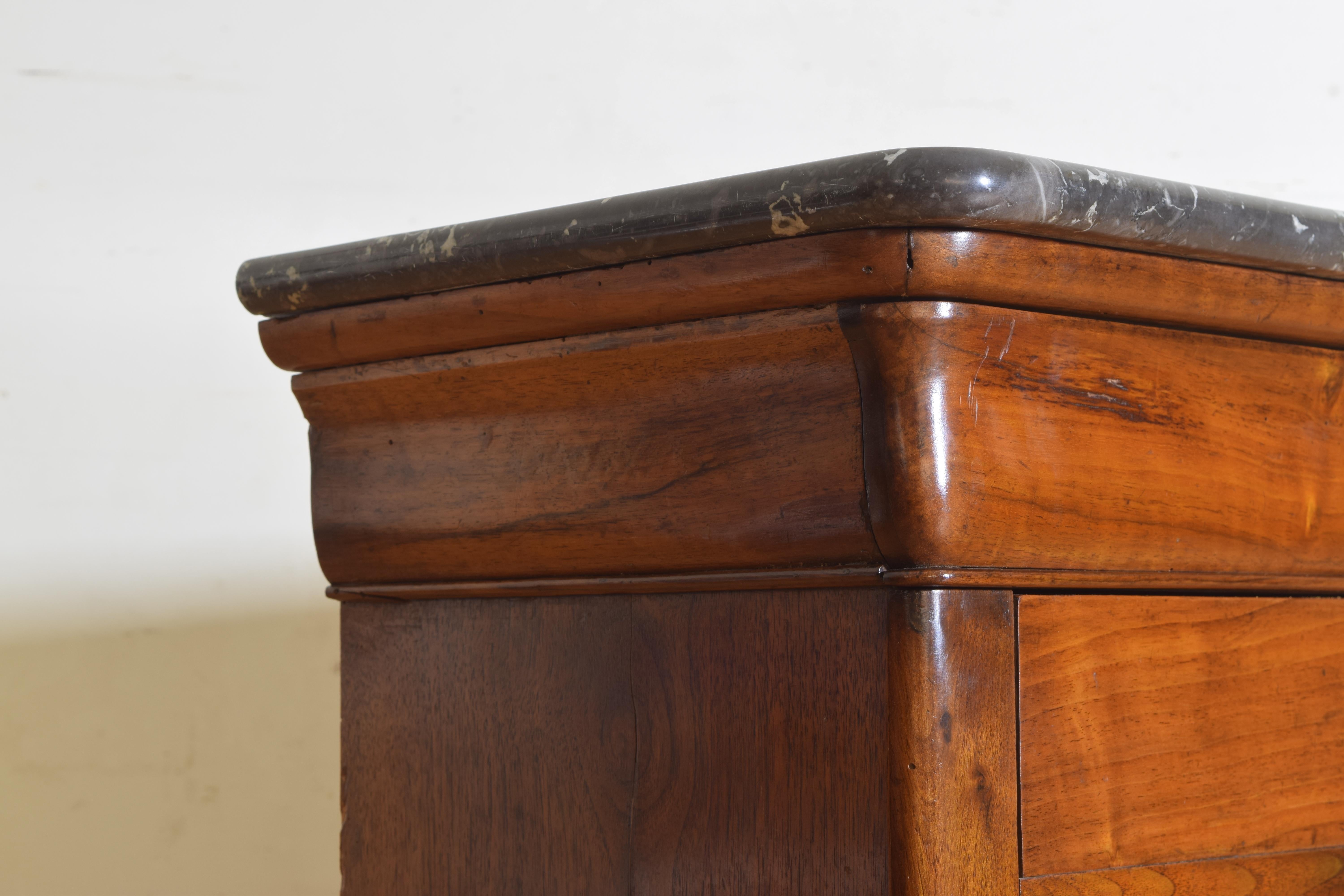 French Louis Philippe Petite Walnut & Marble Top 5-Drawer Commode, circa 1840 2