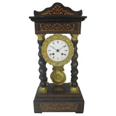 Antique French Louis-Philippe Rosewood Portico Clock