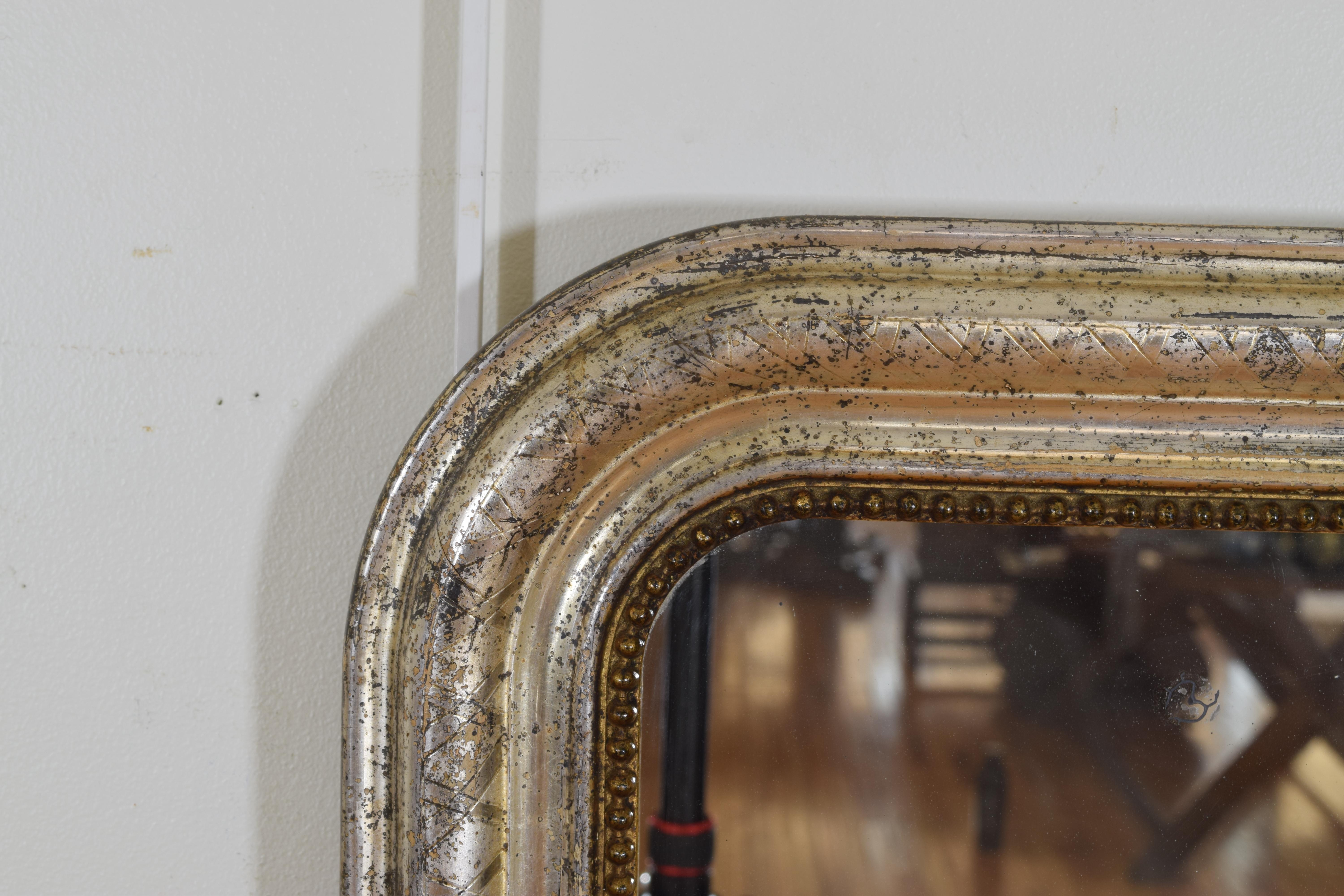 French Louis Philippe Shaped and Incised Silver Gilt Mirror 1