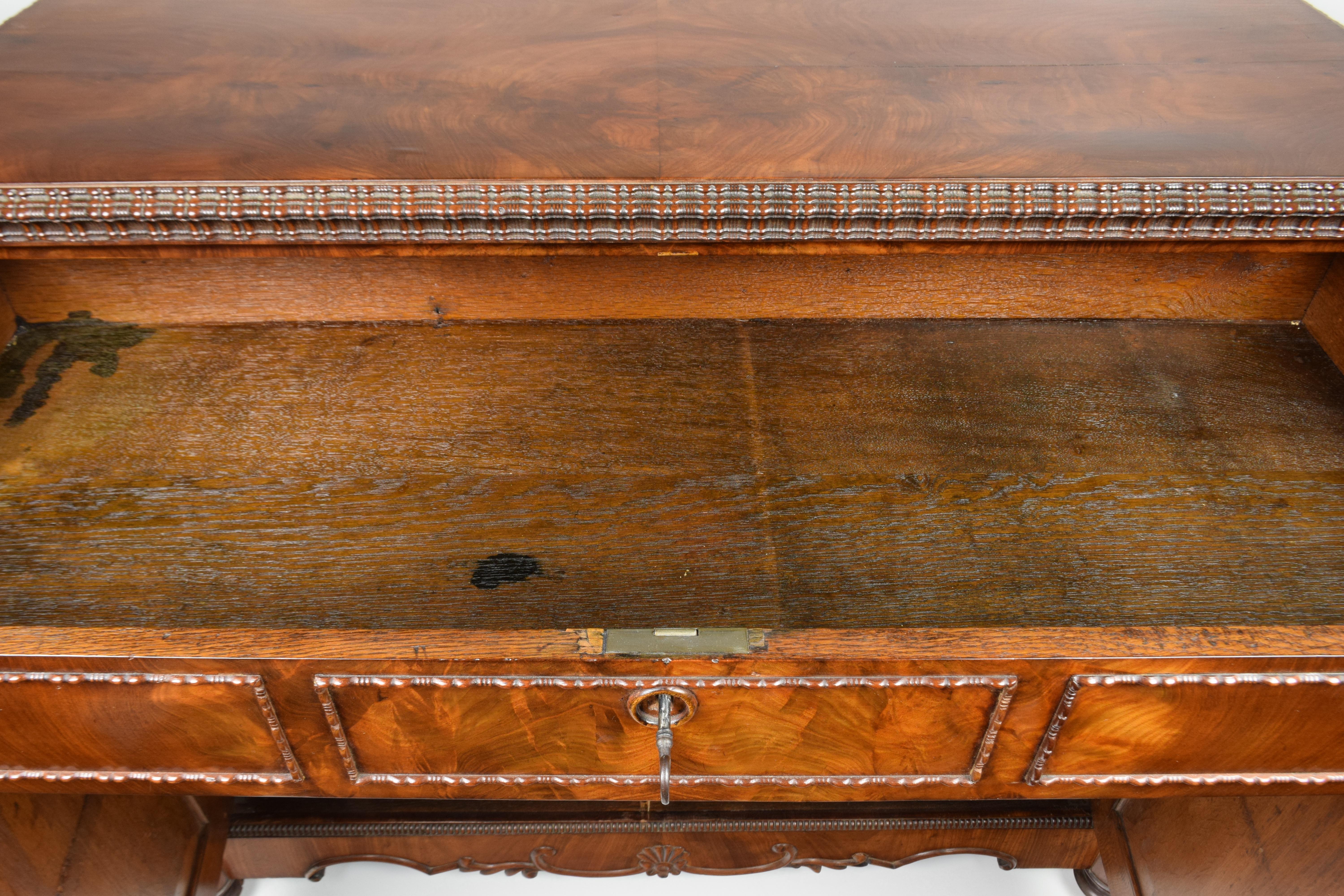 19th Century French Louis Philippe Sideboard in Mahogany Feather and Carvings