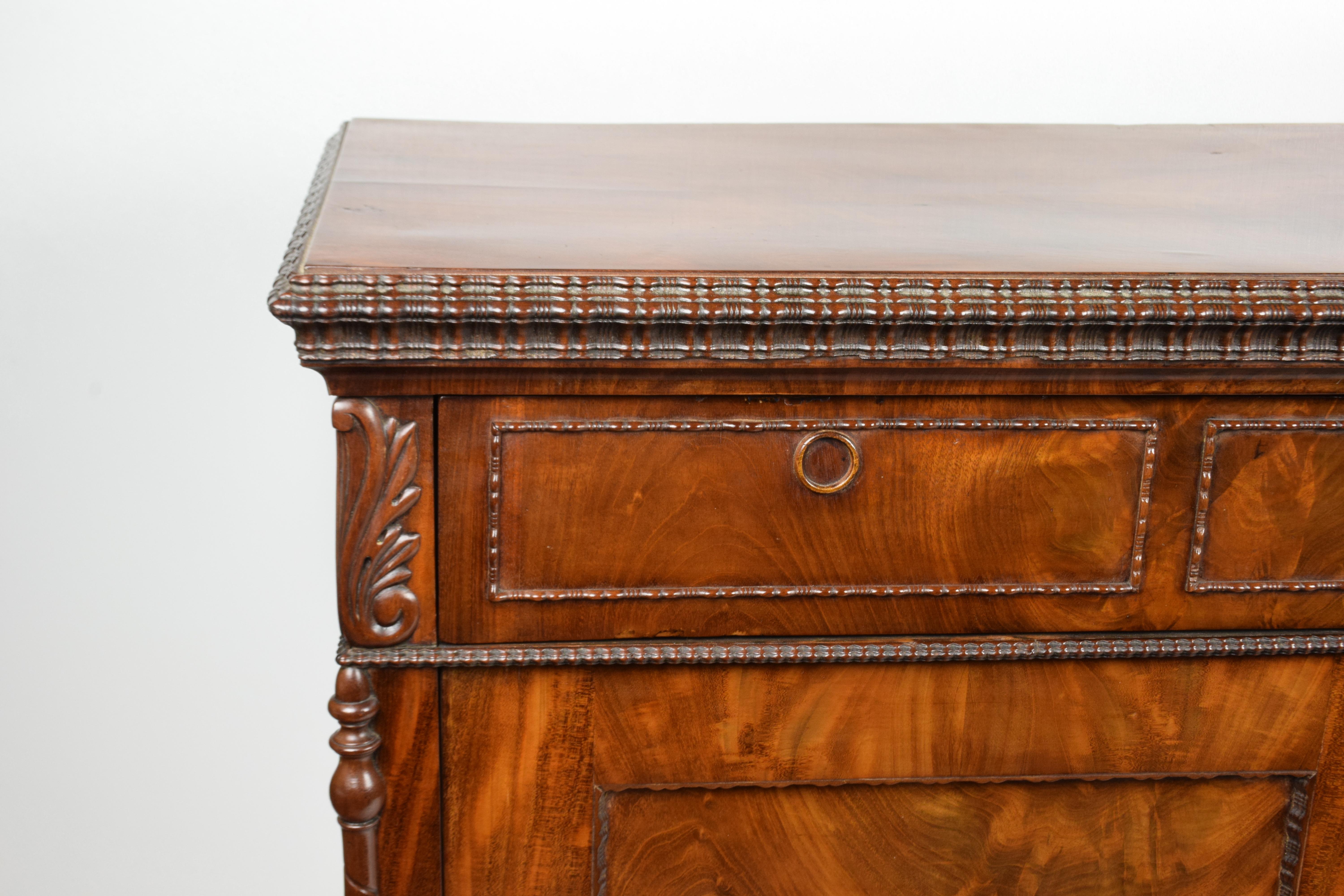 French Louis Philippe Sideboard in Mahogany Feather and Carvings 2