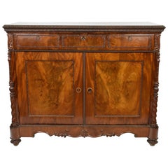 French Louis Philippe Sideboard in Mahogany Feather and Carvings