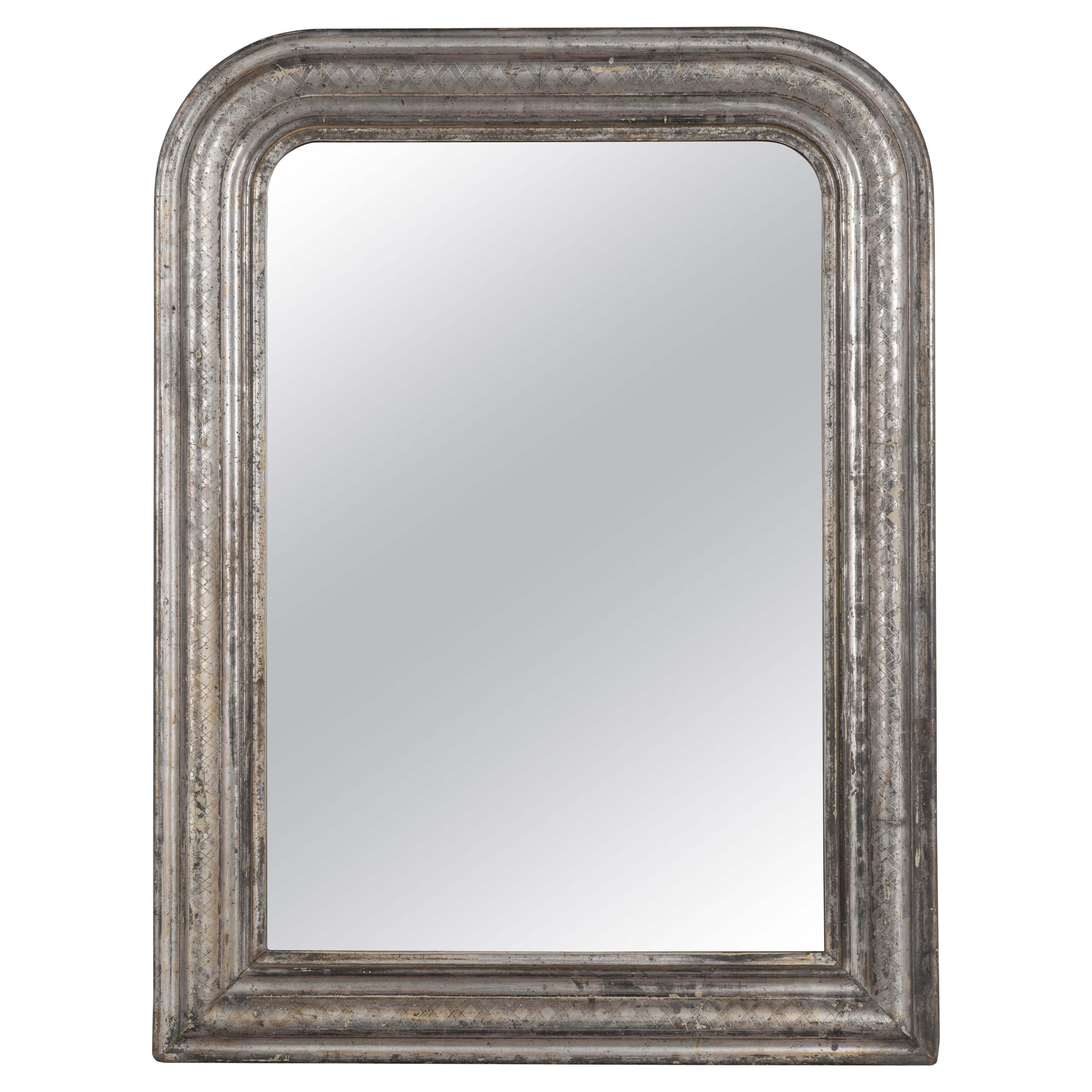 French Louis Philippe Silver Gilt Mirror 22.5"W x 29.5"H