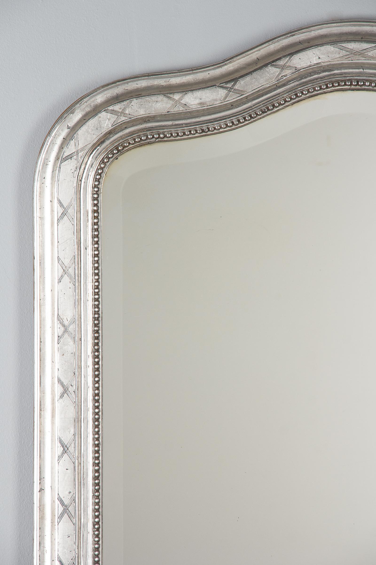 French Louis Philippe Silver Leaf Mirror, Mid-1800s 2