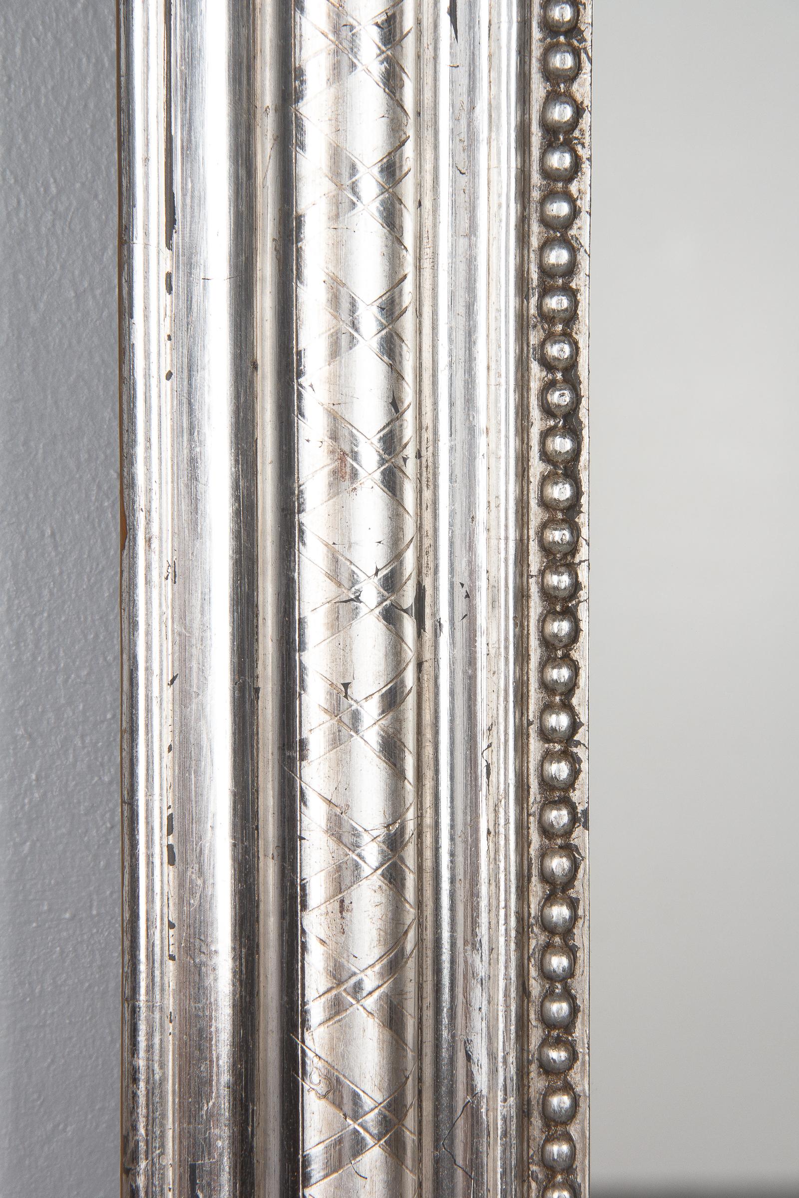 Miroir Louis Philippe français à feuilles d'argent:: milieu des années 1800 2