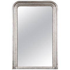 French Louis Philippe Silver Leaf Mirror, Mid-1800s