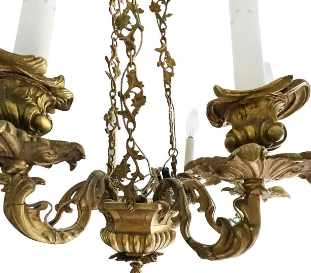 19th Century French Louis Philippe Six-Light Chandelier For Sale