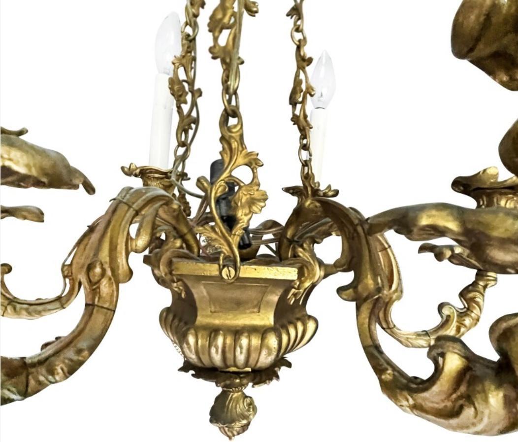 Bronze French Louis Philippe Six-Light Chandelier For Sale