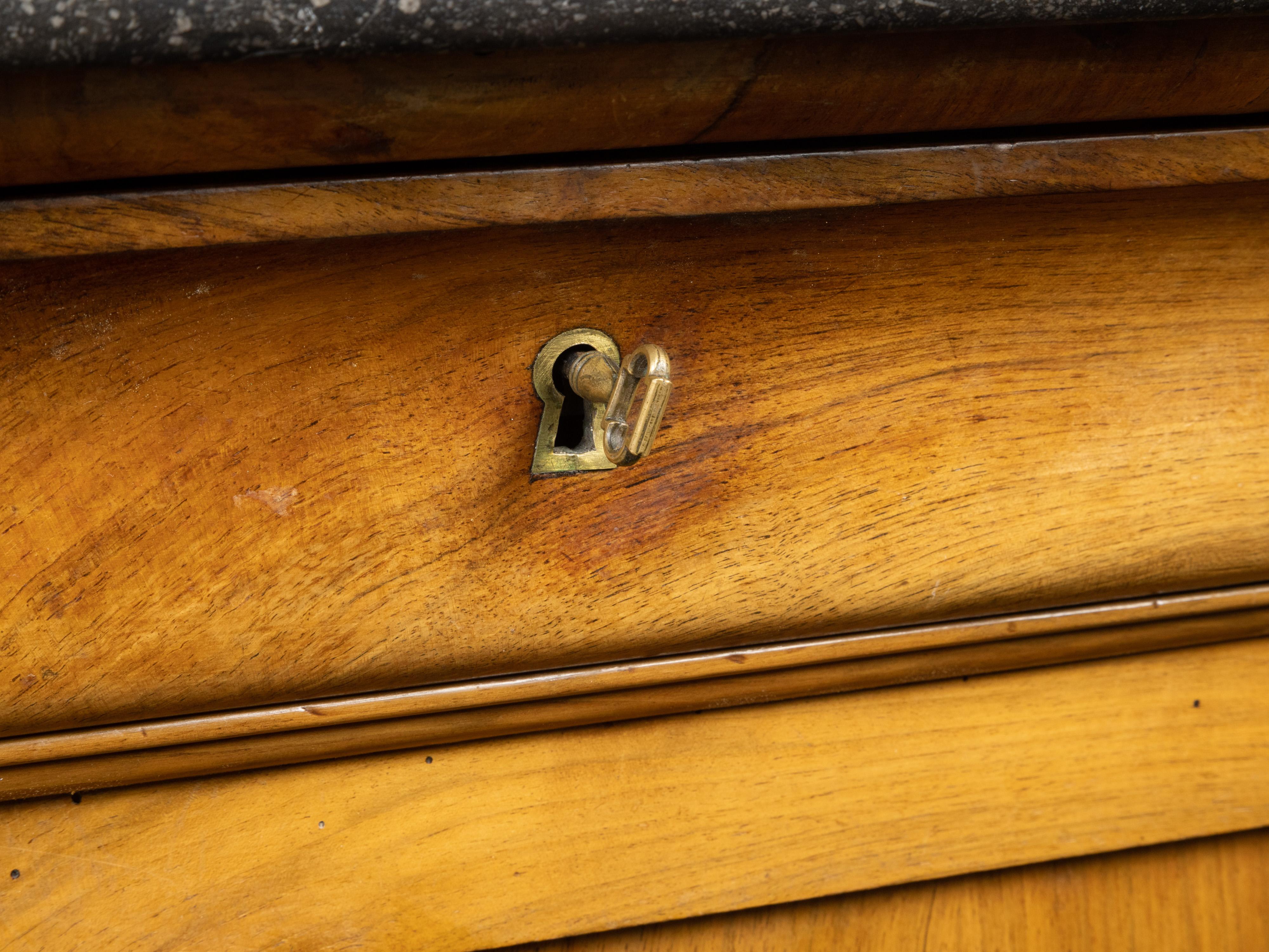 Enfilade francese in stile Louis Philippe del 1870 in noce con piano in marmo grigio scuro in vendita 2