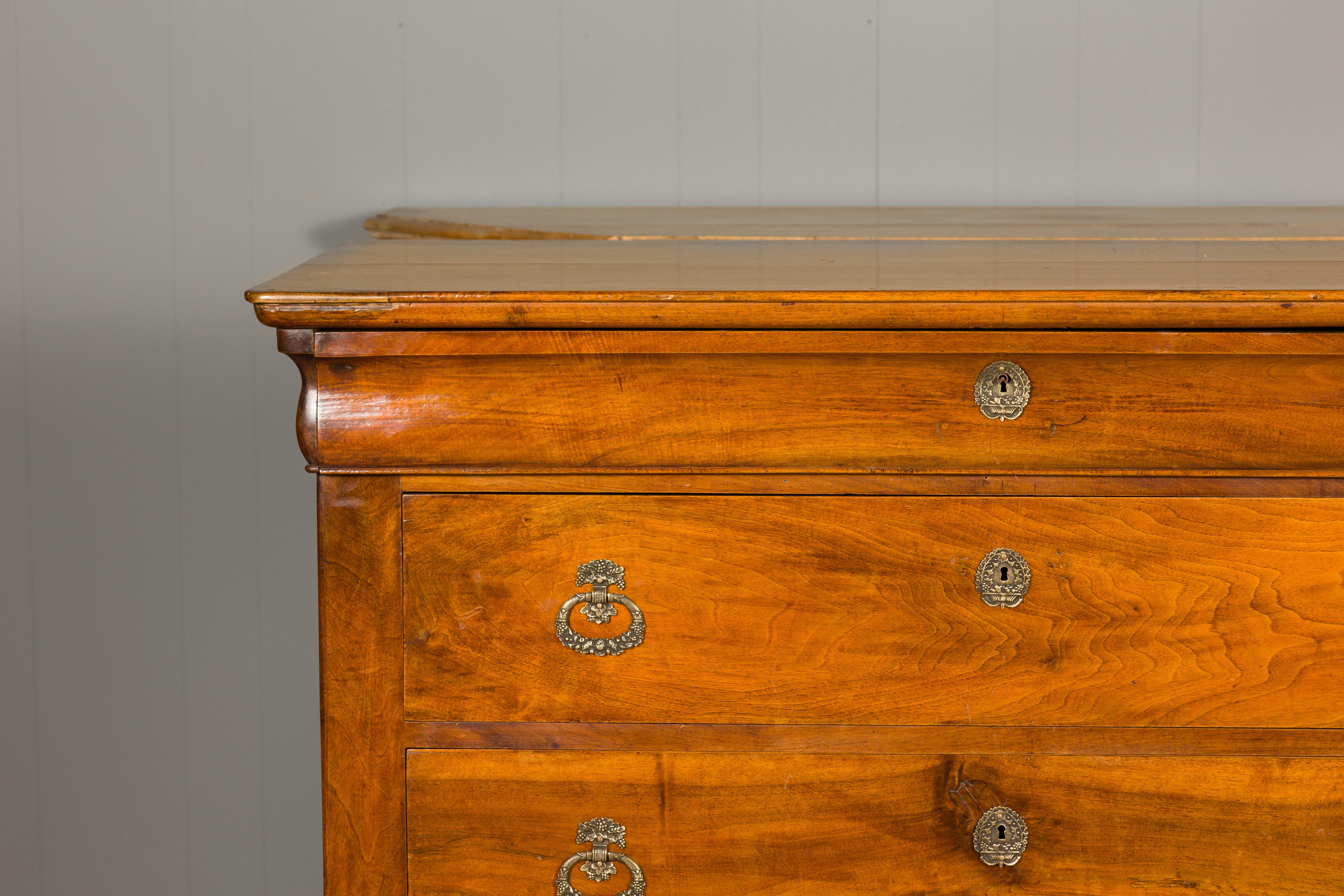 Carved French Louis Philippe Style 19th Century Wooden Commode with Four Drawers For Sale