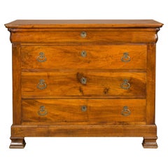 French Louis Philippe Style 19th Century Wooden Commode with Four Drawers