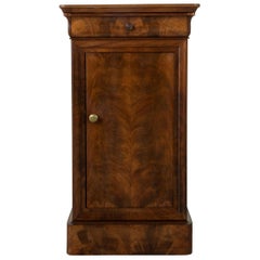 French Louis Philippe Style Book Matched Walnut Nightstand Side Table circa 1900