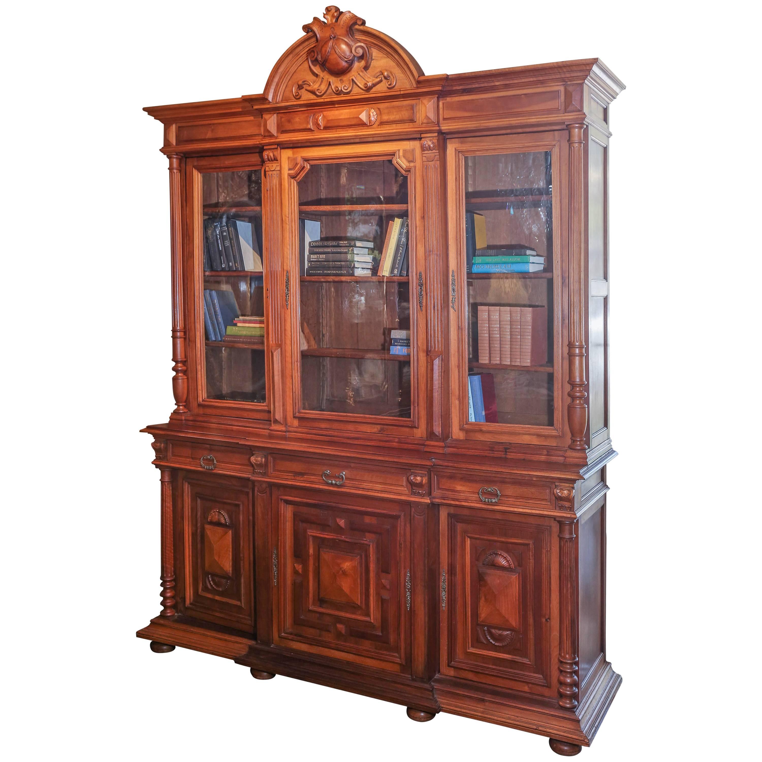 French Louis Philippe Style Bookcase 19th Century Walnut