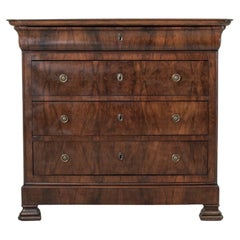 French Louis Philippe Style Burl Walnut Commode or Chest of Drawers, C. 1900