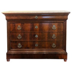 French Louis Philippe Style Commode with White Marble Top