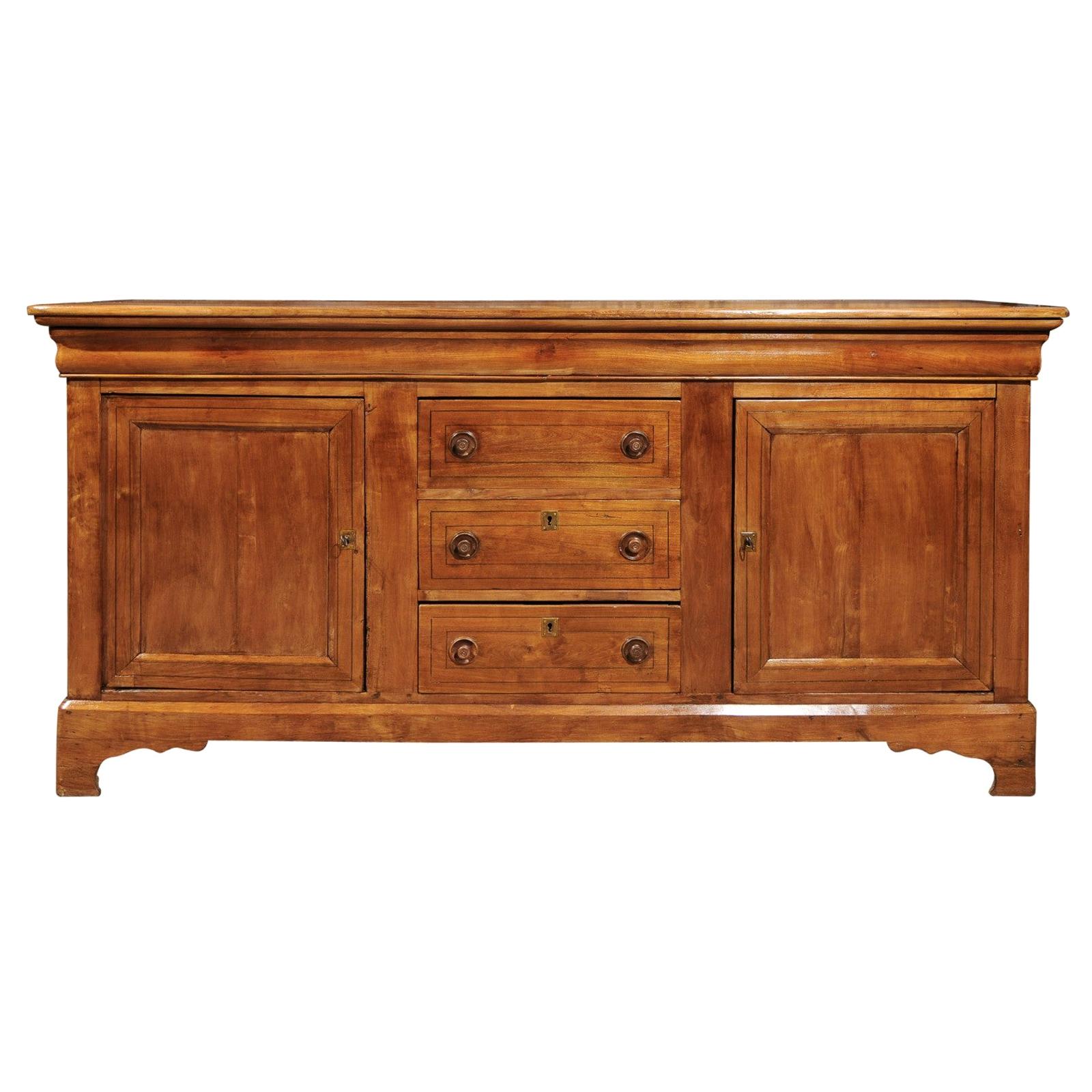 French Louis Philippe Style Fruitwood Enfilade, Late 19th Century