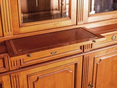 French Louis Philippe Style Large Fruitwood Bookcase with Writing Desk