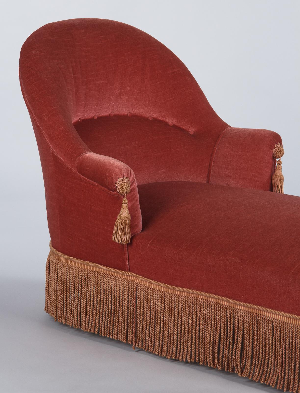 French Louis Philippe Style Meridienne Longue Chair, 1940s 9