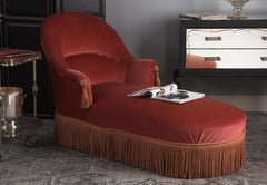 French Louis Philippe Style Meridienne Longue Chair, 1940s