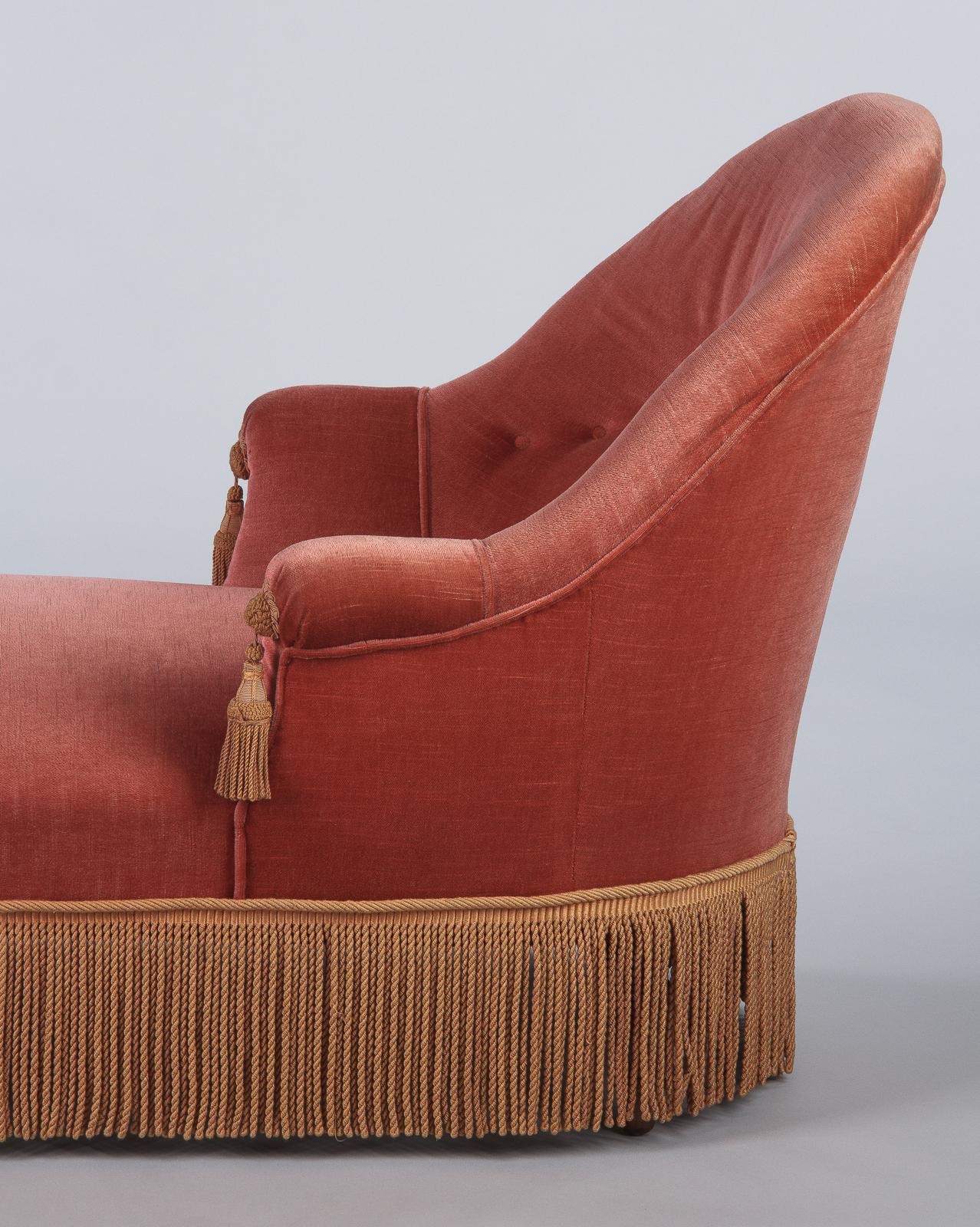 Français Chaise méridienne longue de style Louis Philippe:: années 1940