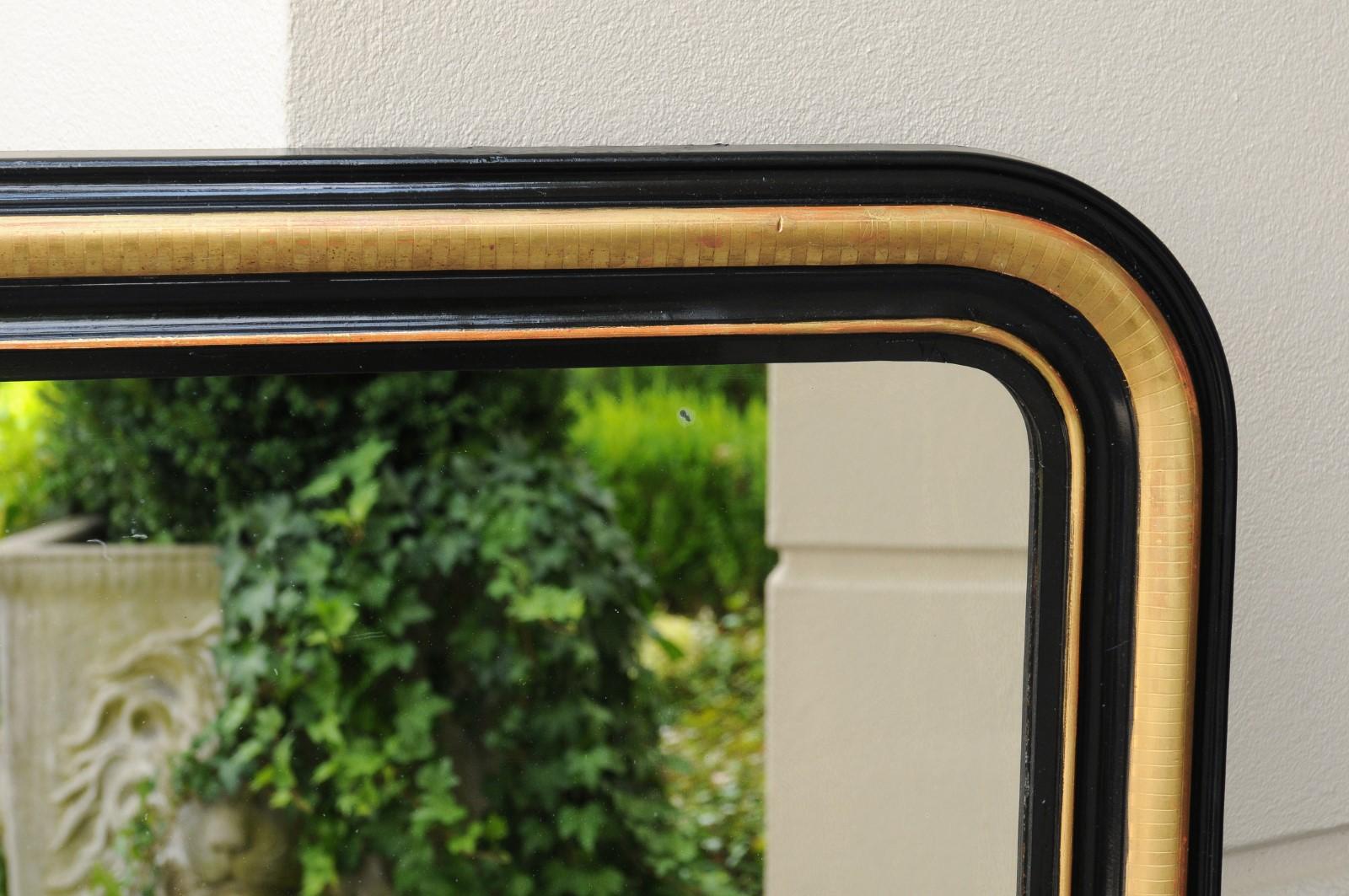 Louis Philippe French Louis-Philippe Style Mirror with Ebonized Frame and Gilt Accents, 1900s