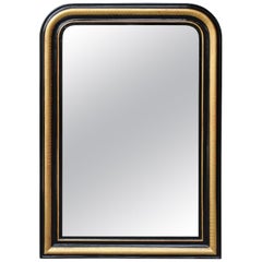 Antique French Louis-Philippe Style Mirror with Ebonized Frame and Gilt Accents, 1900s