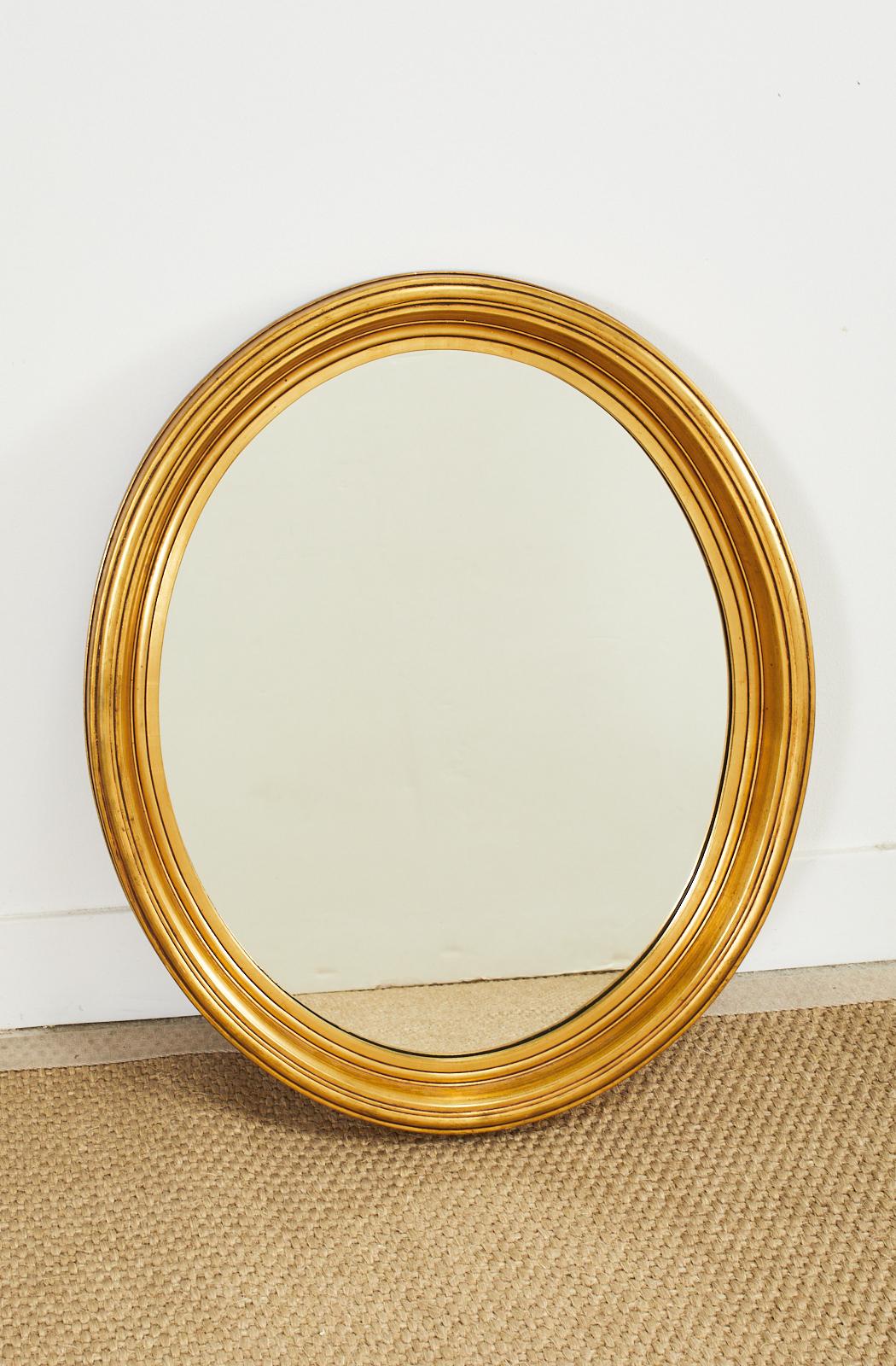 20th Century French Louis Philippe Style Oval Giltwood Mirror