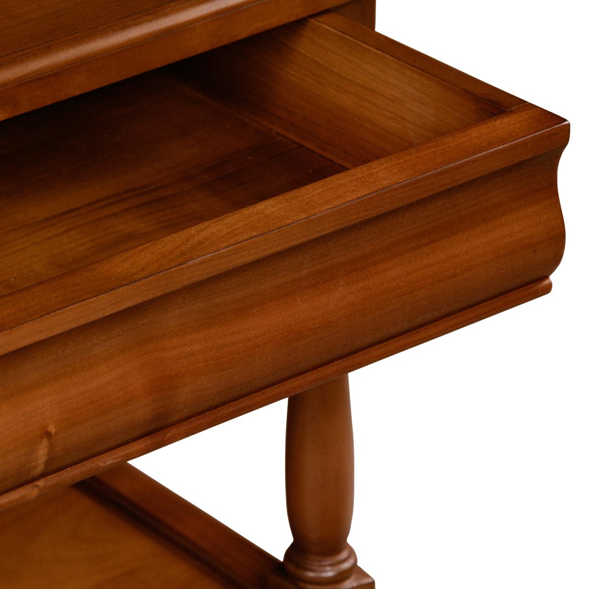 Table de service française de style Louis Philippe en cerisier massif, 1 tiroir et 2 étagères en vente 1