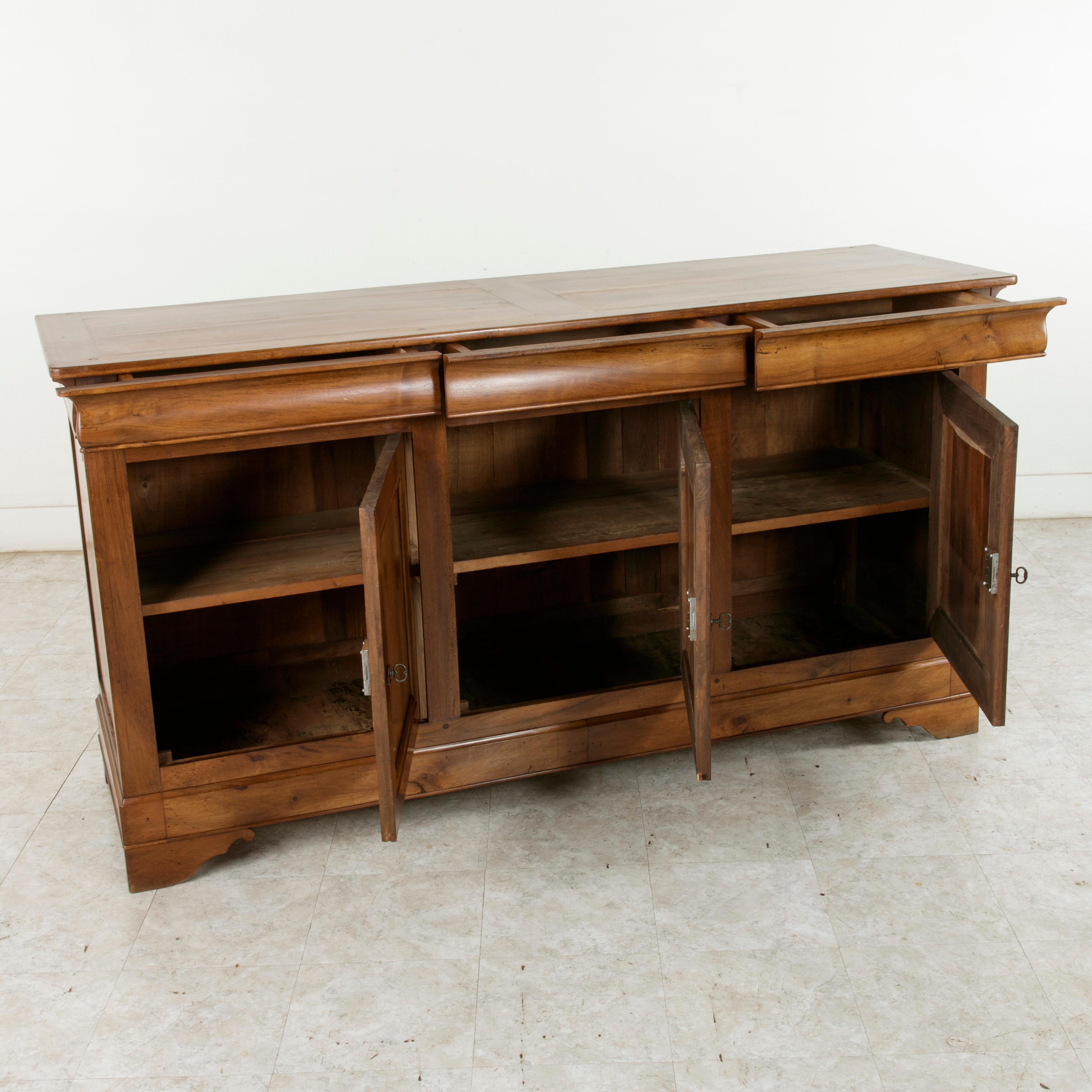 French Louis Philippe Style Walnut Enfilade, Buffet, or Sideboard Circa 1900 2