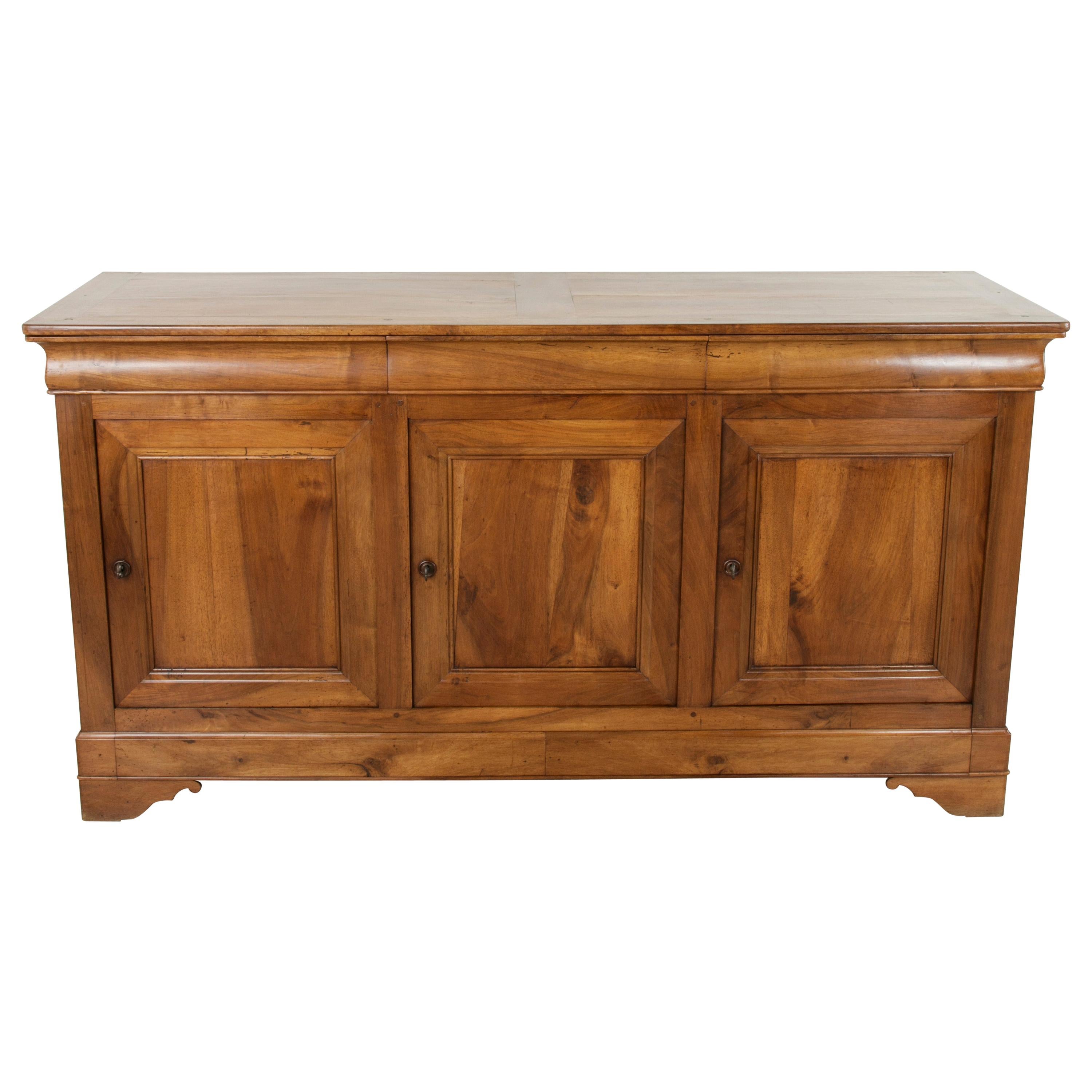 French Louis Philippe Style Walnut Enfilade, Buffet, or Sideboard Circa 1900