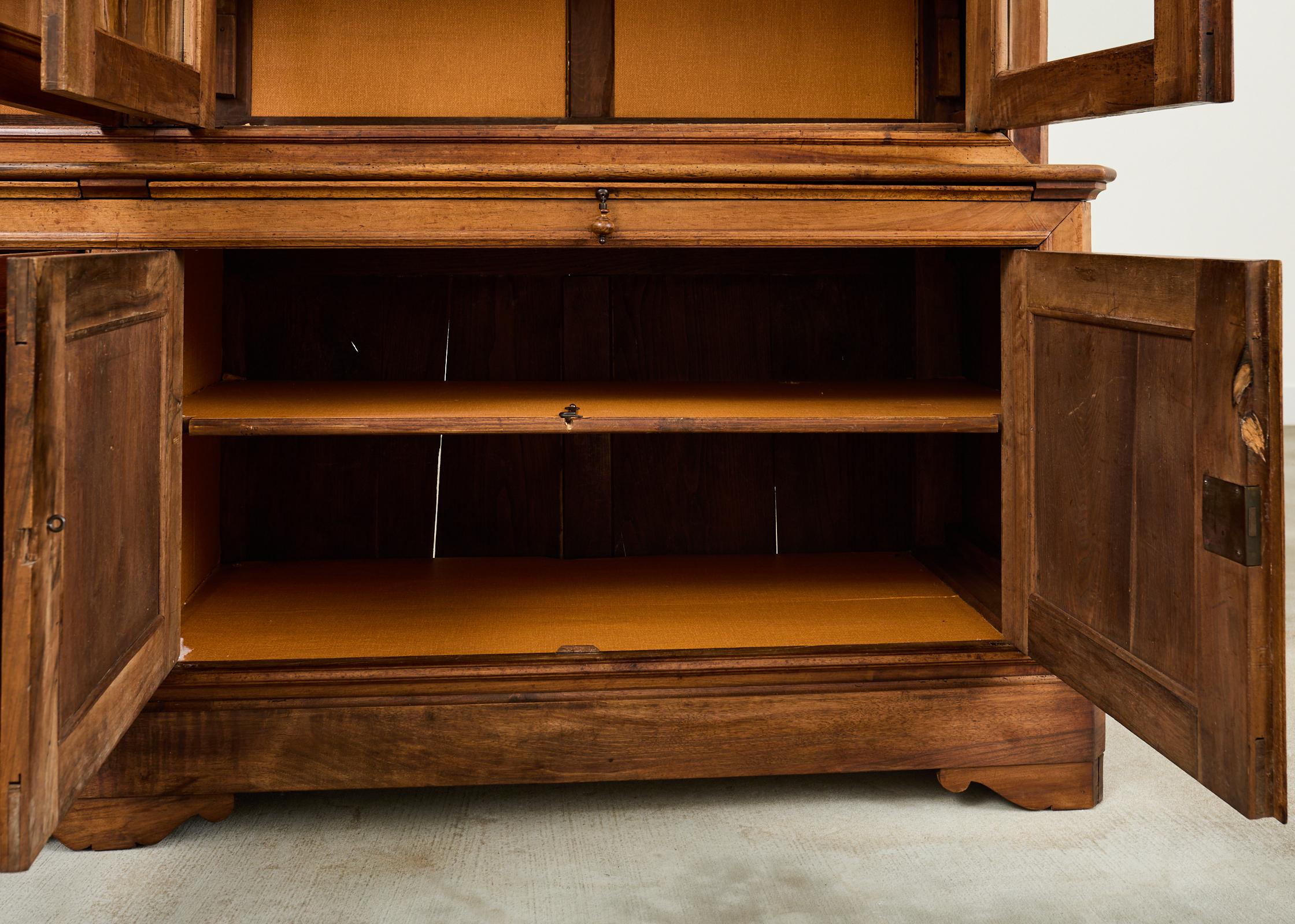 French Louis Philippe Style Walnut Library Bibliotheque Bookcase 9