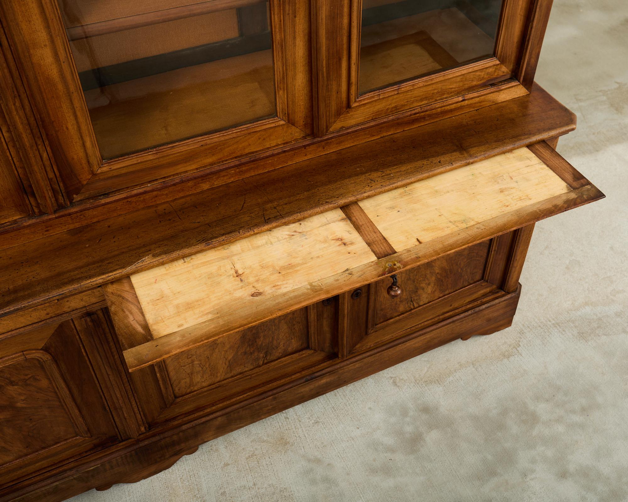 French Louis Philippe Style Walnut Library Bibliotheque Bookcase 10