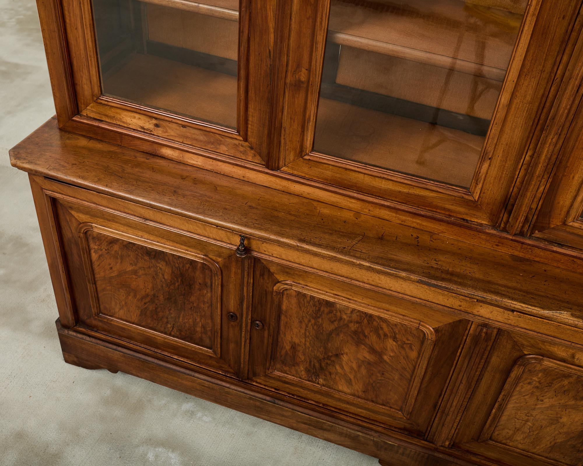 French Louis Philippe Style Walnut Library Bibliotheque Bookcase 13
