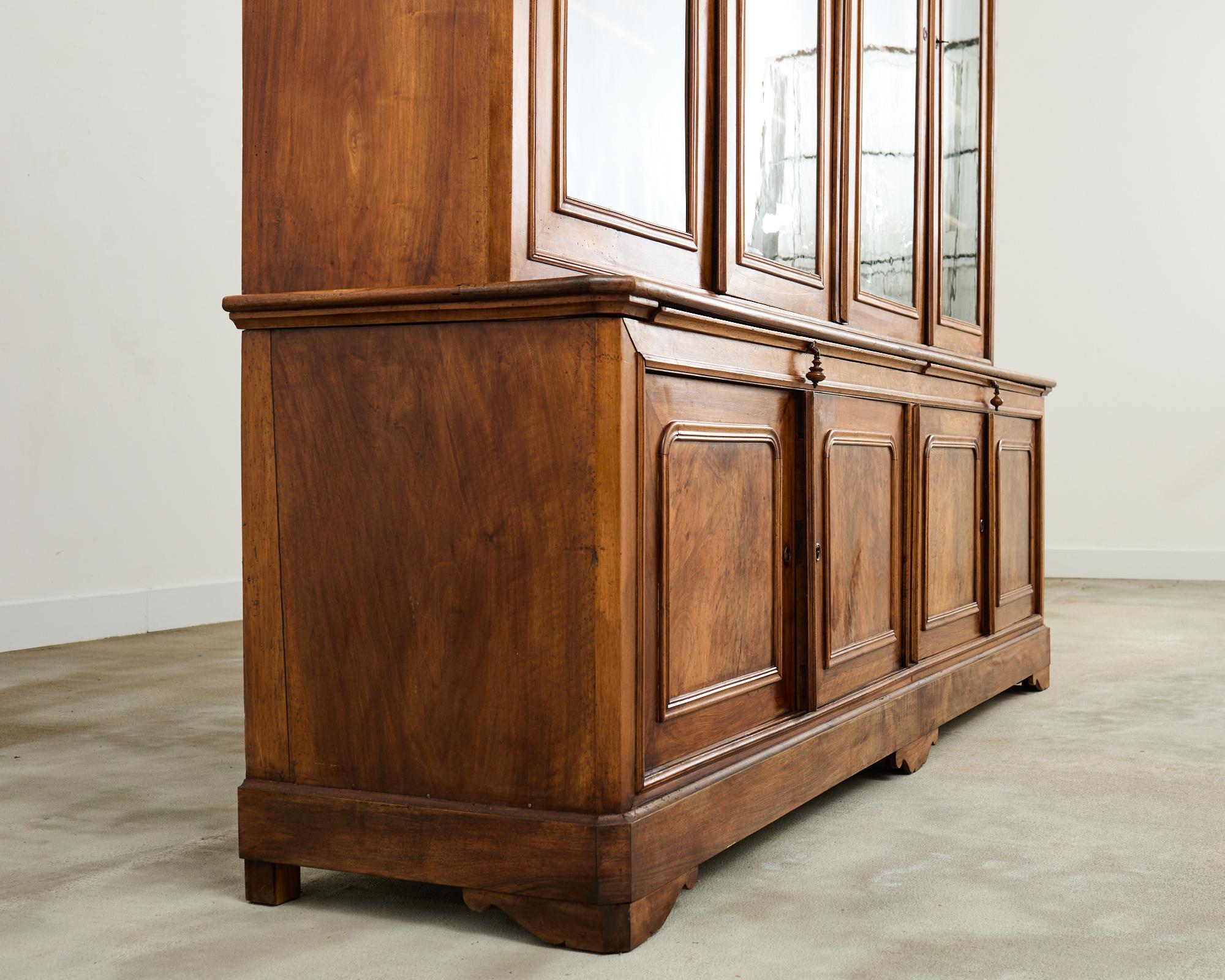 French Louis Philippe Style Walnut Library Bibliotheque Bookcase 2