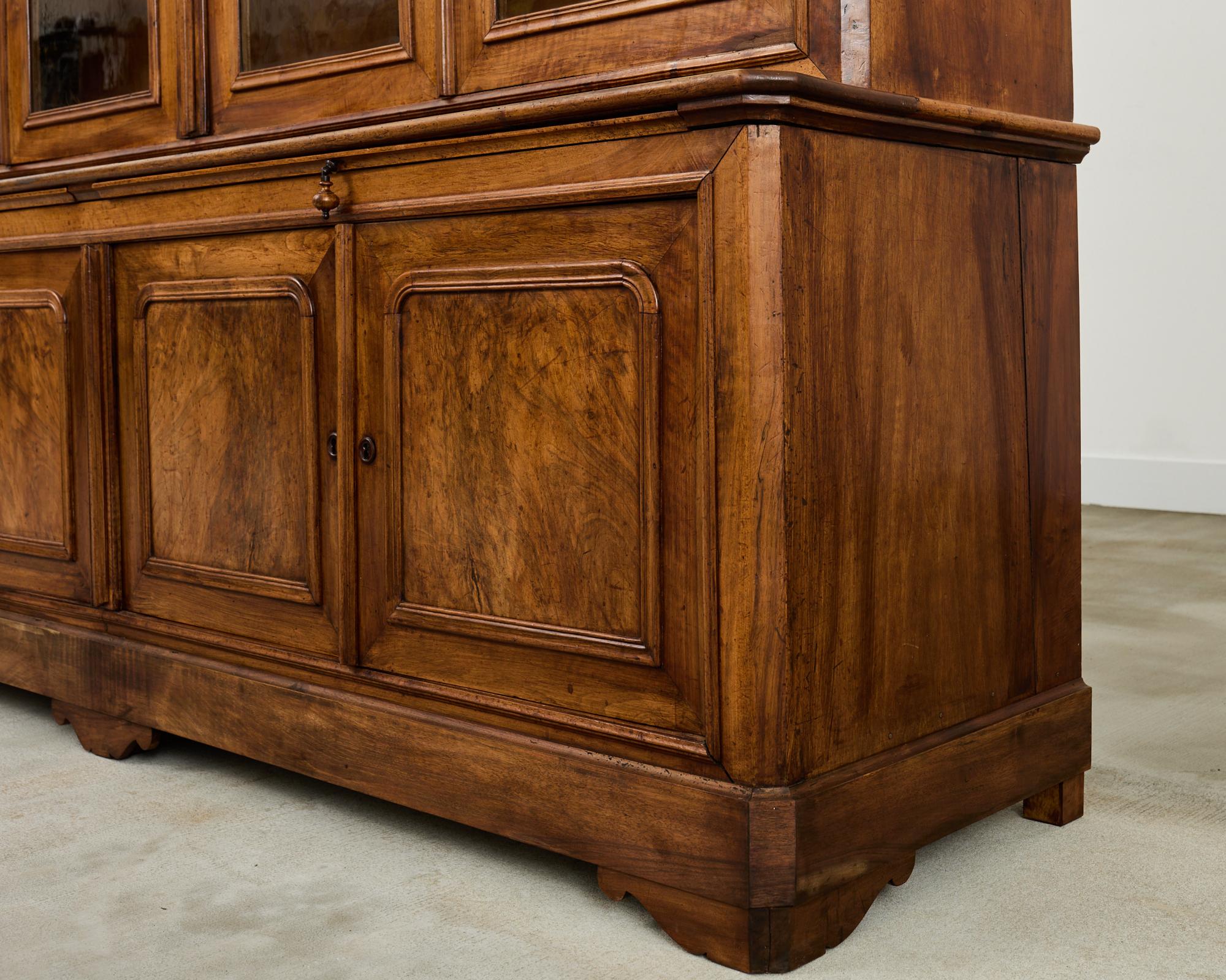 French Louis Philippe Style Walnut Library Bibliotheque Bookcase 3