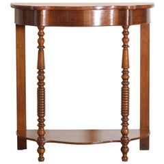 French Louis Philippe Turned Light Walnut Serpentine Shaped Console