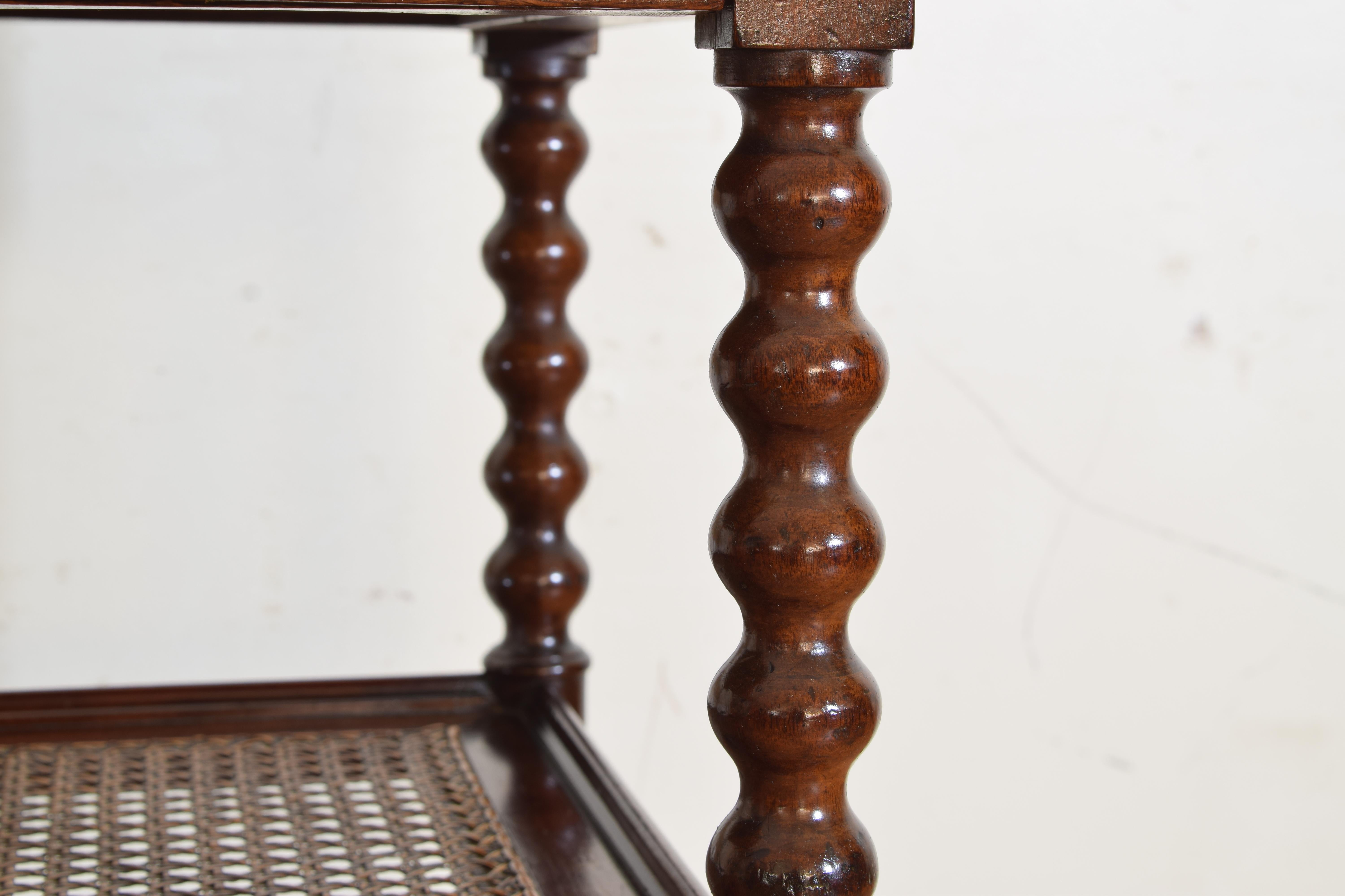 French Louis Philippe Turned Mahogany, Caned, and M/T 1-Drawer Table 1