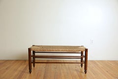 French Louis Philippe Turned Walnut & Rush Seat Bench, late 2ndq 19th century