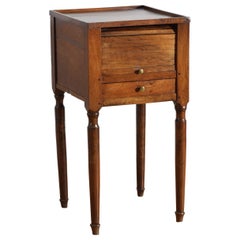French Louis Philippe Walnut 1-Drawer Tambour-Front Nightstand, ca. 1835