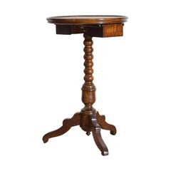 French Louis Philippe Walnut 2-Drawer Side Table, Mid-19th Century