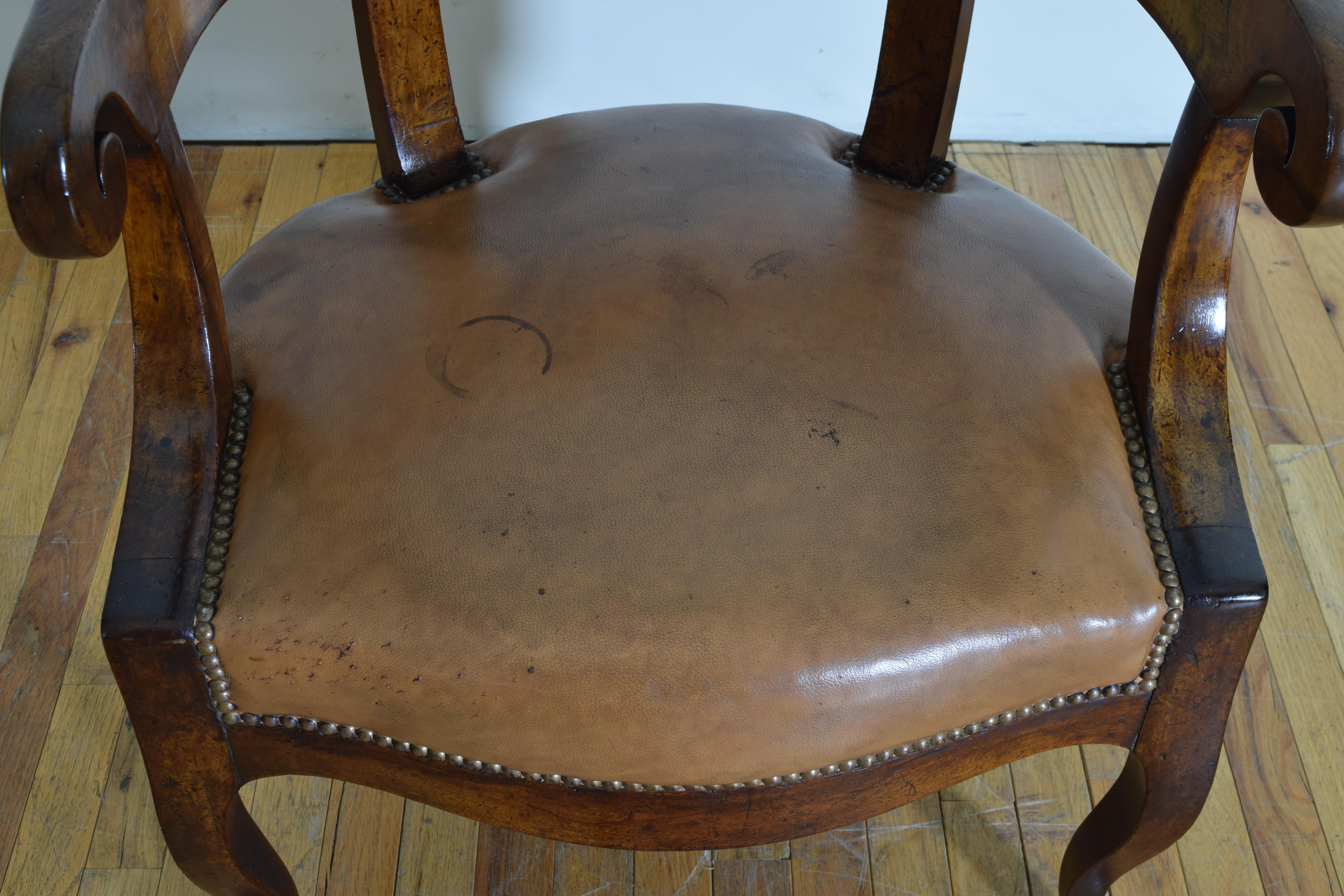 French Louis Philippe Walnut and Leather Upholstered Desk Chair, 2ndq 19th Cen 7