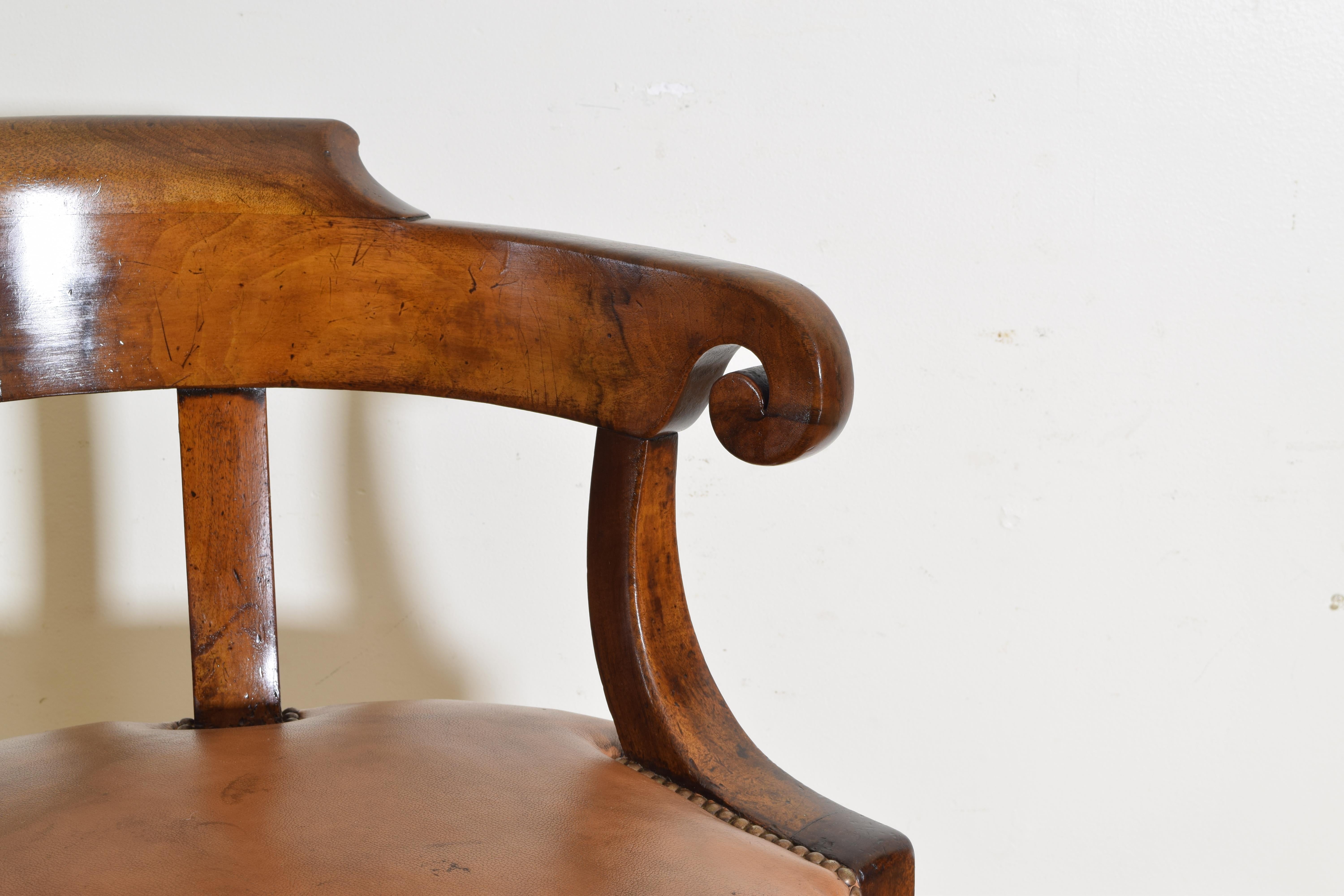 French Louis Philippe Walnut and Leather Upholstered Desk Chair, 2ndq 19th Cen 3