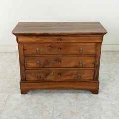French Louis Philippe Walnut Commode, Chest of Drawers with Lion Pulls