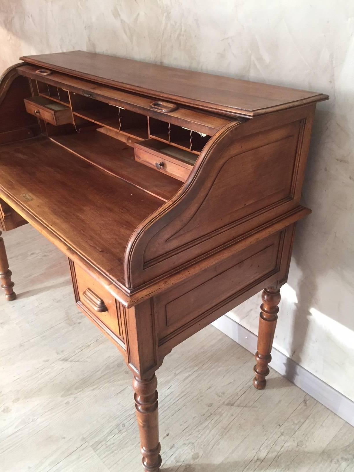 French Louis Philippe Walnut Cylinder Desk, 1850s 4