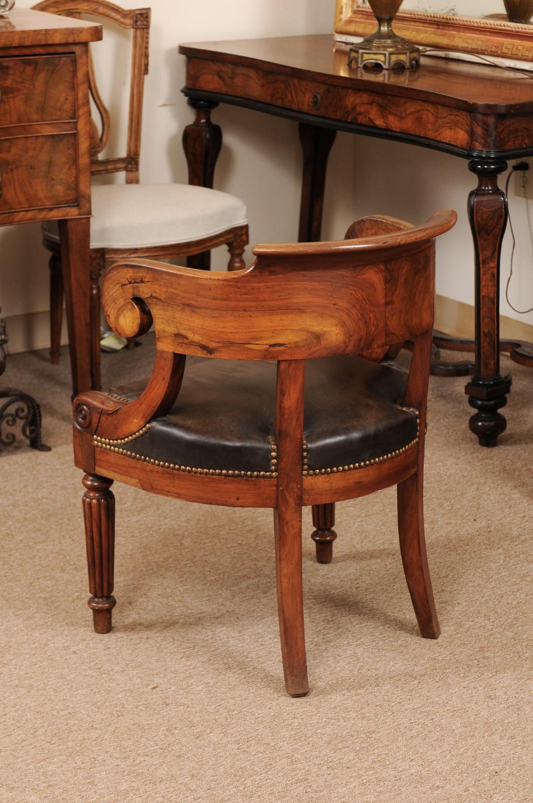French Louis Philippe Walnut Desk Chair, circa 1840 2
