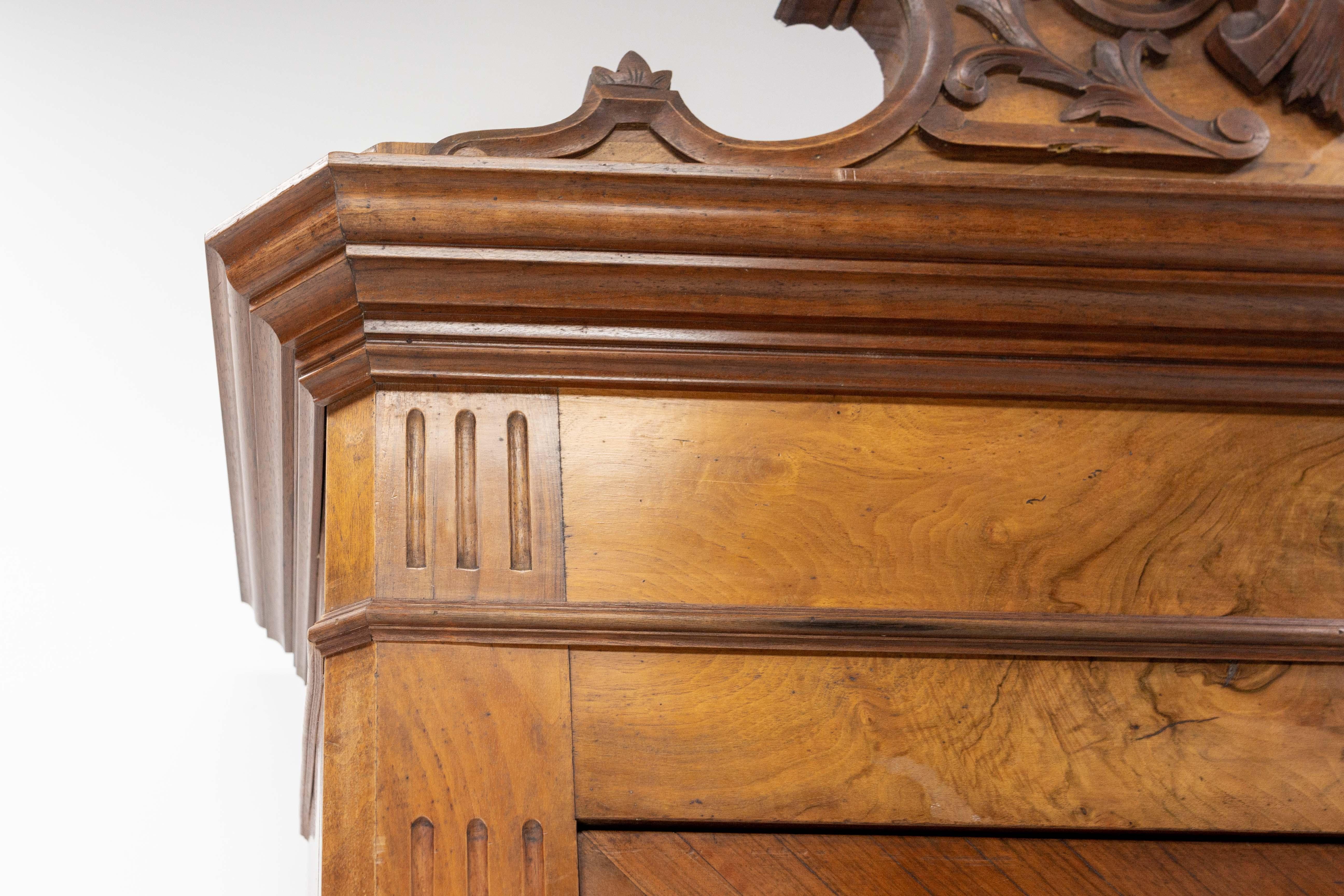 French Louis Philippe Walnut Library Book Armoire with Secret Drawer, circa 1840 For Sale 6