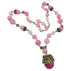 Französisch Louis Rousselet. Rosa Gripoix Glas Halskette